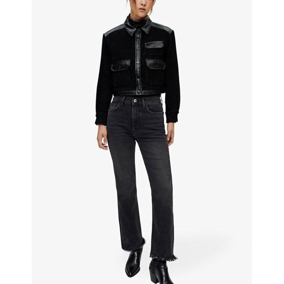 Maje Paris Black High Rise Straight Jeans Sz M/6 - Picture 1 of 7